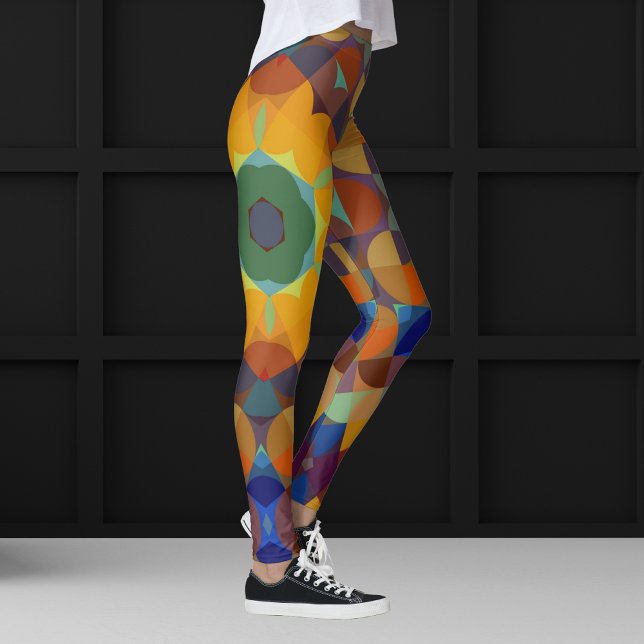 Legging Retro Mandala Flor Laranja Azul e Verde (Criador carregado)