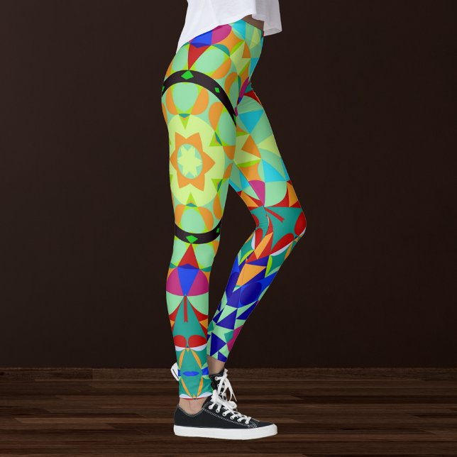 Legging Retro Mandala Flor Laranja Vermelho e Azul (Criador carregado)