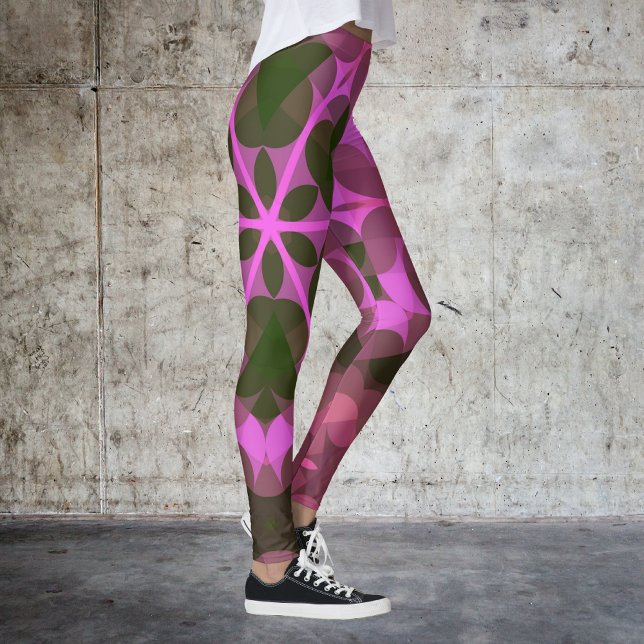 Legging Retro Mandala Flor Rosa e Verde (Criador carregado)