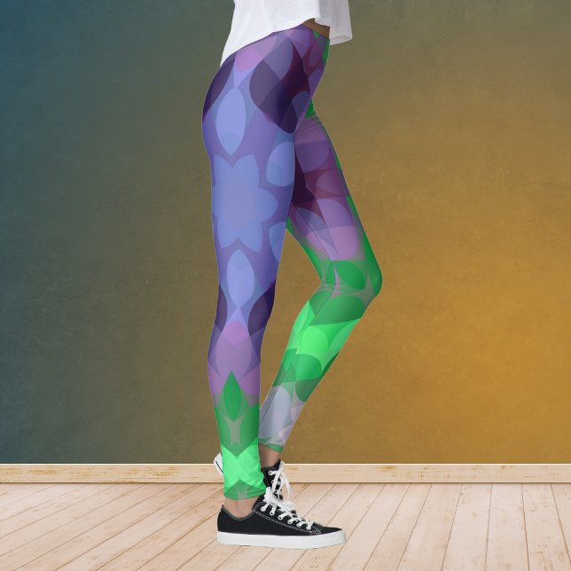 Legging Retro Mandala Flor Roxo e Verde (Criador carregado)