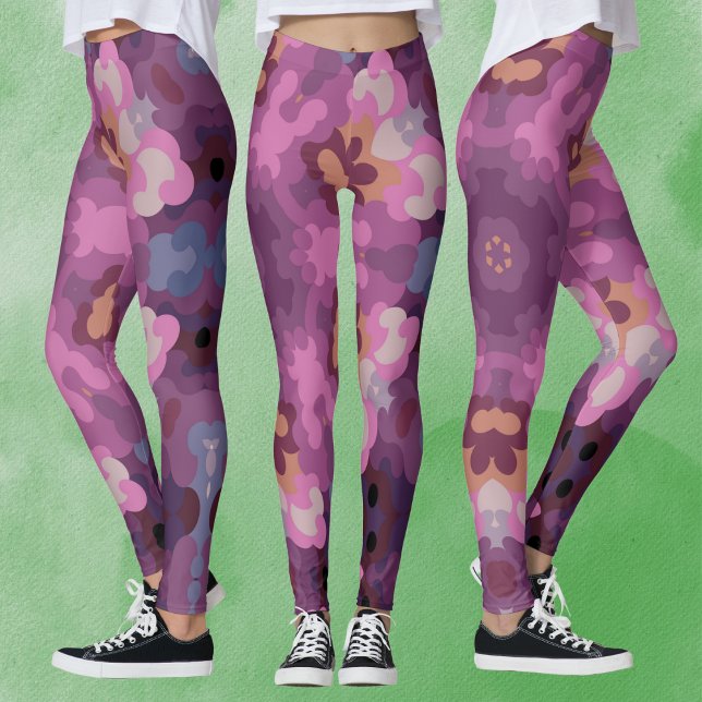 Legging Retro Mandala Púrpura Rosa e Laranja (Criador carregado)