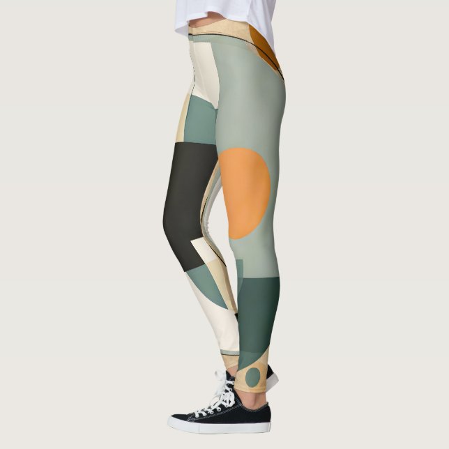 Legging Retro Negrito: Círculos de Abstrato e Retângulos (Esquerda)
