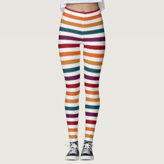 Legging Retro Outono Listras Horizontais Multicoloridas