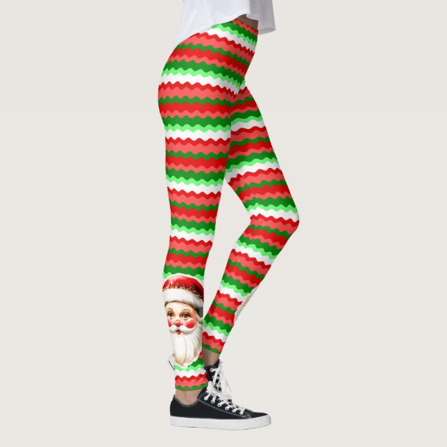 Legging Retro Papai Noel Vermelho Ric Verde Natal (Direita)
