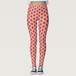 Legging Retro Pink and Orange Modern Geometric Pattern