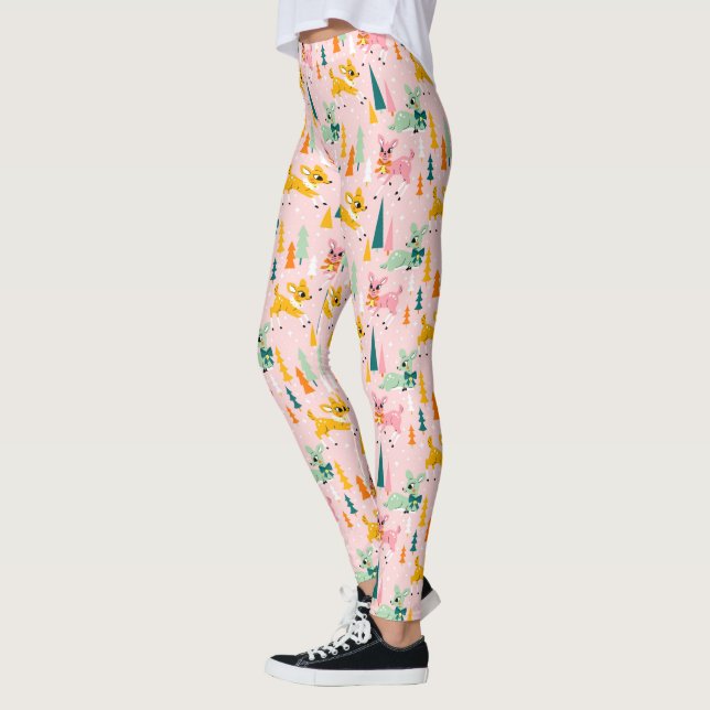 Legging Retro Reindeer Wonderland Holiday Patterno (Esquerda)