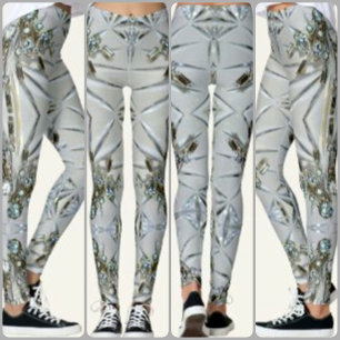 Legging Rétro Rhinestone “Art Déco Chique em Cinza Pratead
