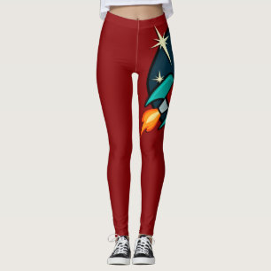 LEGGING RETRO ROCKET NAVEGA PERNAS GRÁFICAS VERMELHAS