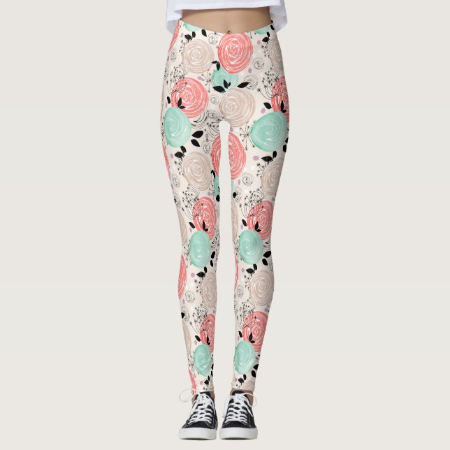 Legging Retro, rosas (Frente)