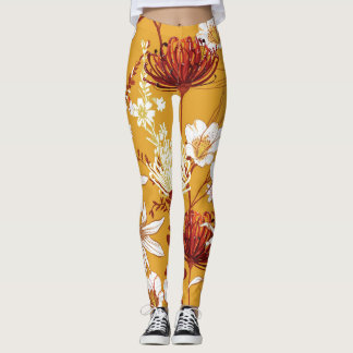 Legging Retrospectiva Sangrenta: Arte Floral Inacabada