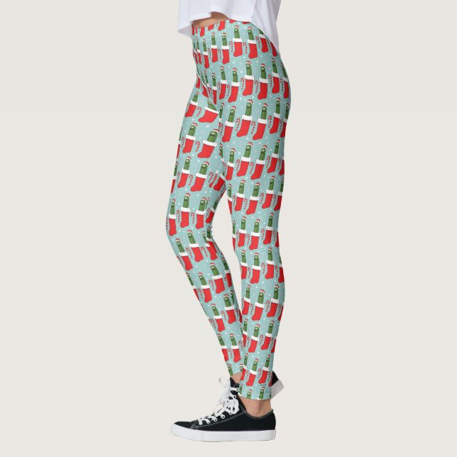 Legging Rick e Morty | Padrão de Rick de picles de Natal (Esquerda)