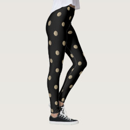 Legging Rico bege e Bolinhas pretas