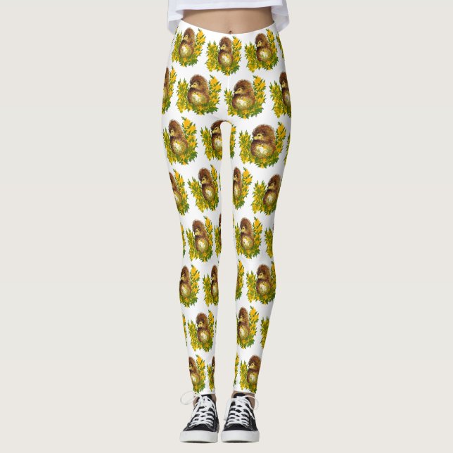 Legging Rico Cute Hedgehog Watercolor Projetado Incrível (Frente)
