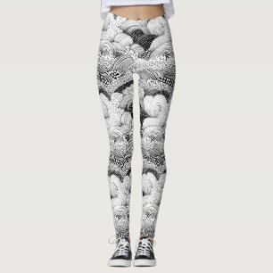 Legging Ritmo em Preto e Branco – Abstrato Monocromático 3