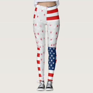 Legging rmdesignflo55 desenho EUA Flag em um fundo vermelh