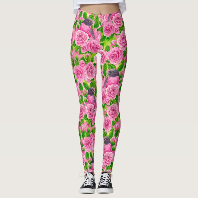 Legging Robin rosa e rosas (Frente)