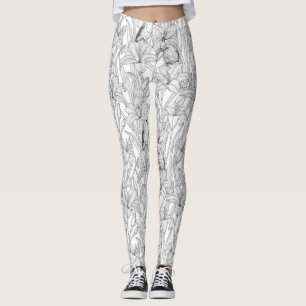 Legging Robins e flores, preto e branco