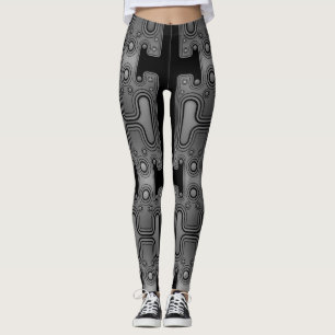 Legging Robô futurista do Android mecânico preto & branc