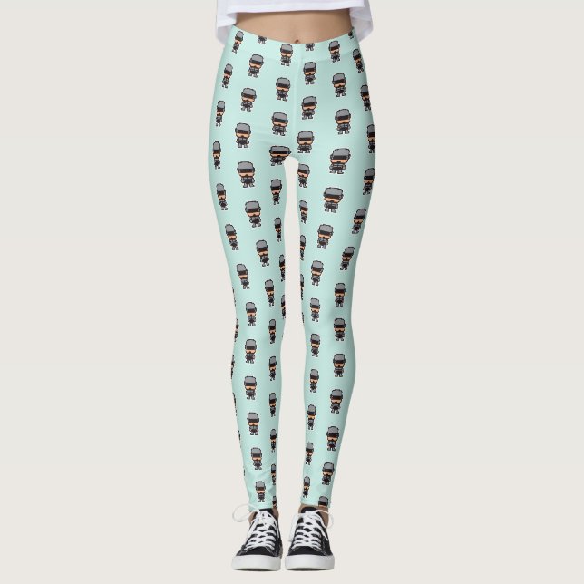 Legging Robô policial pixelado fofo (Frente)