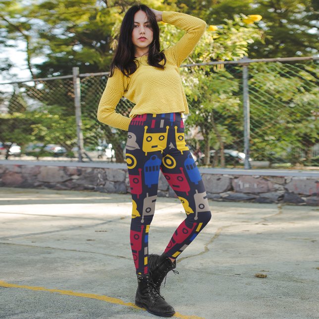 Legging robôs de desenho animado coloridos (Criador carregado)