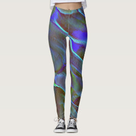 Legging Rocha virtual em tom de cetim azul queimado e verd
