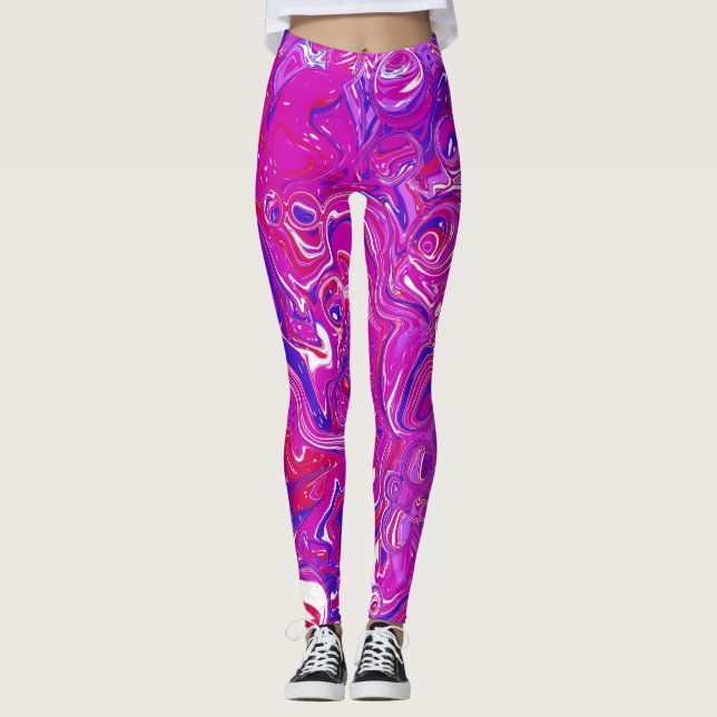 Legging Rochas de mármore rosa e roxo (Frente)