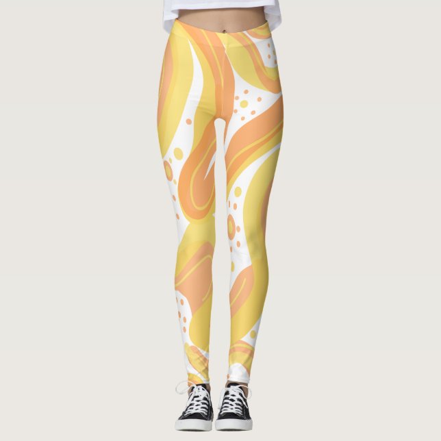 Legging Rochas Laranja E Amarelo Com Pontos (Frente)