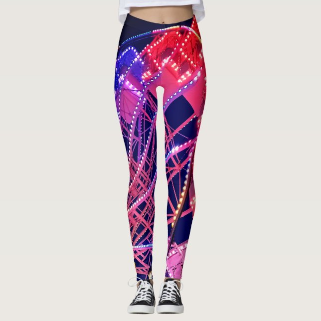 Legging Roda-férris azul e vermelha (Frente)