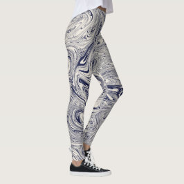 Legging Rodovalho Azul e Branco Elegante