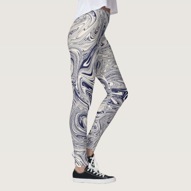 Legging Rodovalho Azul e Branco Elegante (Direita)