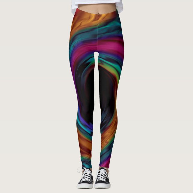 Legging Rodovalho da seda ondulada Ficha multicoloração co (Frente)