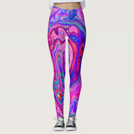 Legging Rodovalho-roxo e Abstrato cor-de-laranja