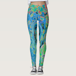 Legging Rolha de Abstrato com rolha azul de aquarela com r