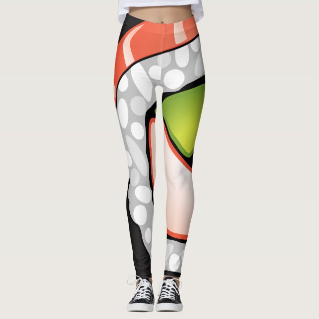Legging Rolo de sushi abstrato (Frente)