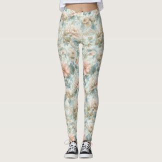 Legging Romantic Regency Pastel Floral Print