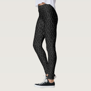 LEGGING ROMÂNTICO AMOR CORAÇÃO PRETA BRANCO