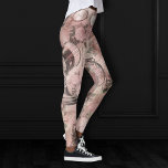 Legging Romântico Steampunk | Ephemera Antiquada<br><div class="desc">Grunge dos anos 90, todo crescido! Chique vitoriano sofisticado e feminino, padrão sem descontinuidades steampunk com engrenagens distópicas de roda cognitiva, bicicleta, crânio, coruja, telescópio e muito mais em um fundo robusto e romântico de rosa rosa rosa, do milênio. Este vintage dos anos 90 inspirou um design abstrato que apresenta...</div>