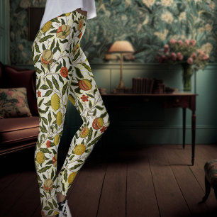 Legging Romãs de William Morris Limões Frutas Amarelas