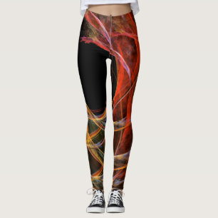 Legging Rompendo o Círculo Vórtice de Fogo Arte Abstrata