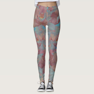 Legging Rosa acrílico floral do Pintura-Rosa