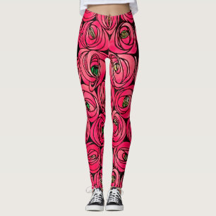 Legging Rosa Art Nouveau Rennie Macintosh Graphic