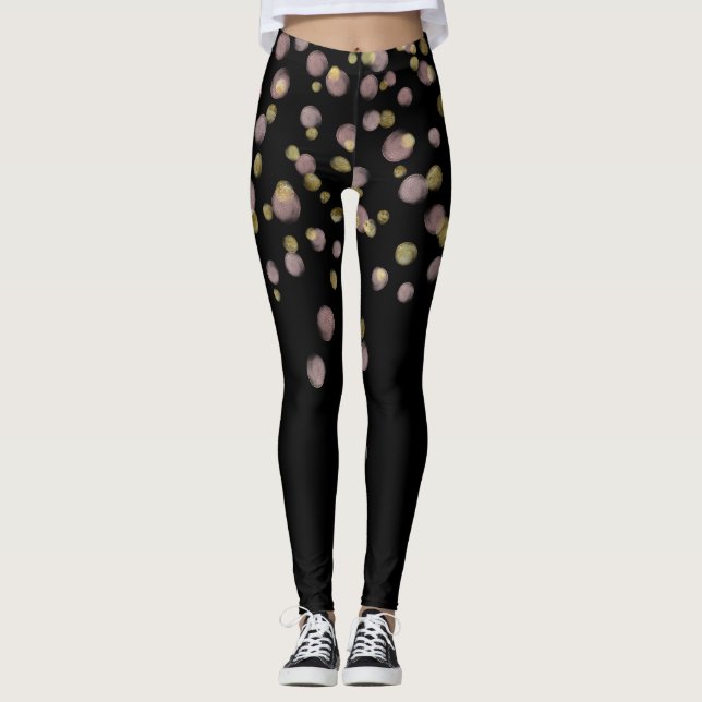 Legging Rosa Bege Dourado Sobreposto no Preto (Frente)