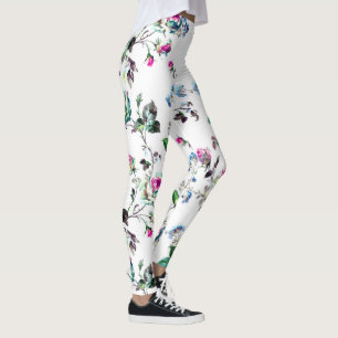 Legging Rosa bonito do rosa & caneleiras florais da flor