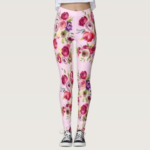 Legging Rosa bonito do rosa floral