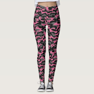 Legging Rosa/caneleiras mulheres cinzentas da camuflagem