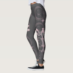 Legging Rosa, Cinza, Dragonistas de Vidro com Estrelas
