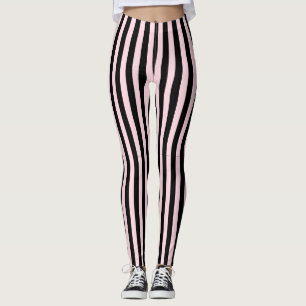 Legging Rosa Claro e Listras Verticais Pretas Chic