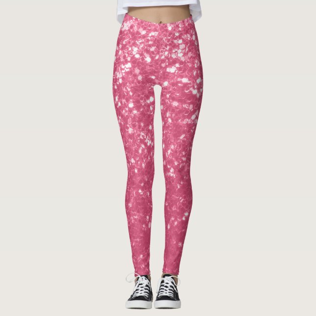Legging Rosa claro rosa falso brilho glitter (Frente)