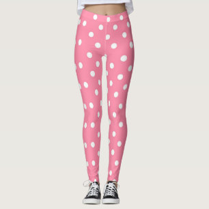 Legging Rosa com bolinhas brancas