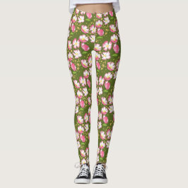 Legging rosa de cão romântico desenhado à mão